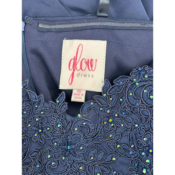 NWT Glow Blue Off the Shoulder Lace Sequin Gown Dress Size 10 Corset Train - Picture 8 of 9